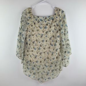Pierre Marie Boho Floral Square Neck Top XS